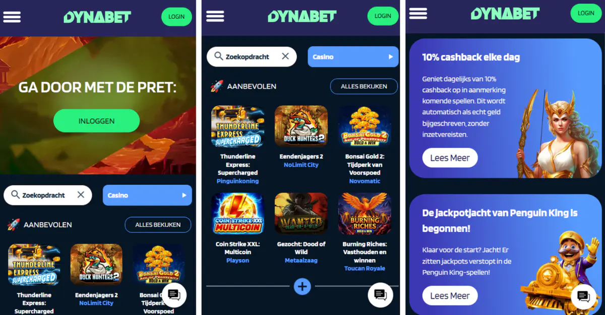 dynabet casino mobiele versie